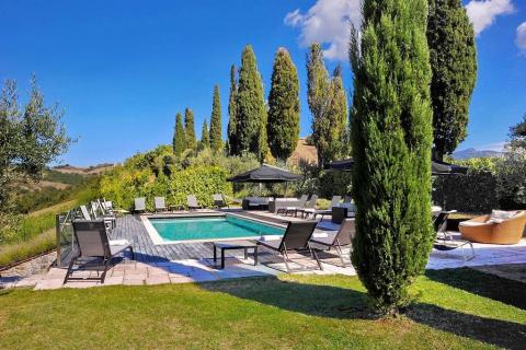 Luxe villa zwembad, tennisbaan, bij Siena  Toscane